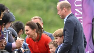 Catherine, Duchess of Cambridge, Prince William, Duke of Cambridge, Princess Charlotte of Cambridge and Prince George of Cambridge visit Cardiff Castle on June 04, 2022 in Cardiff, Wales.