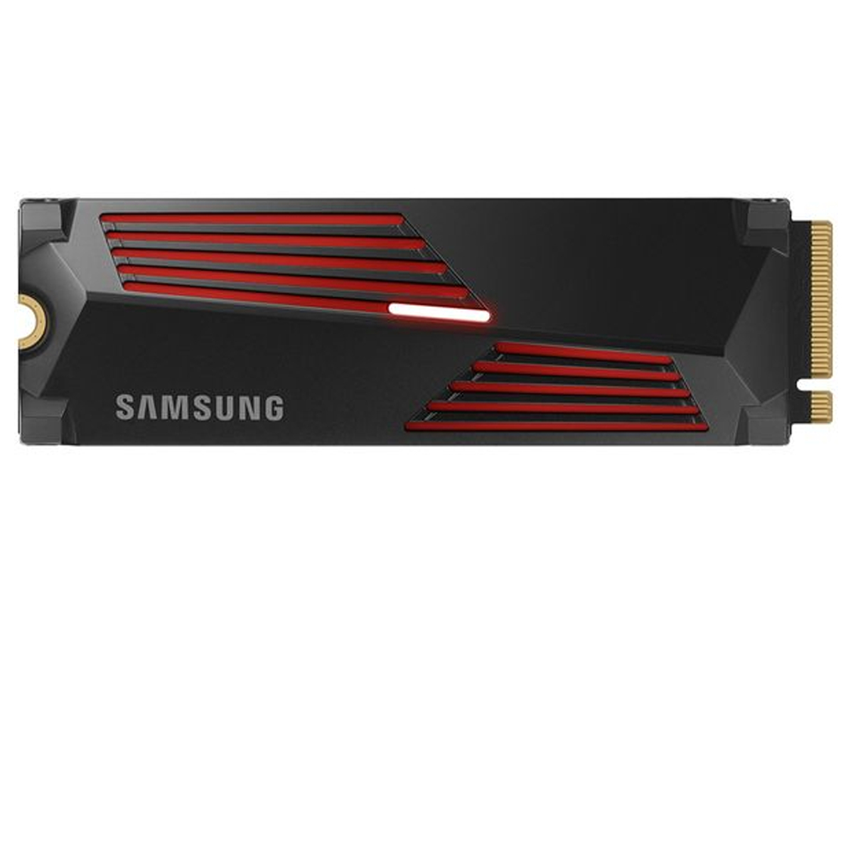 A Samsung 990 Pro SSD against a white background