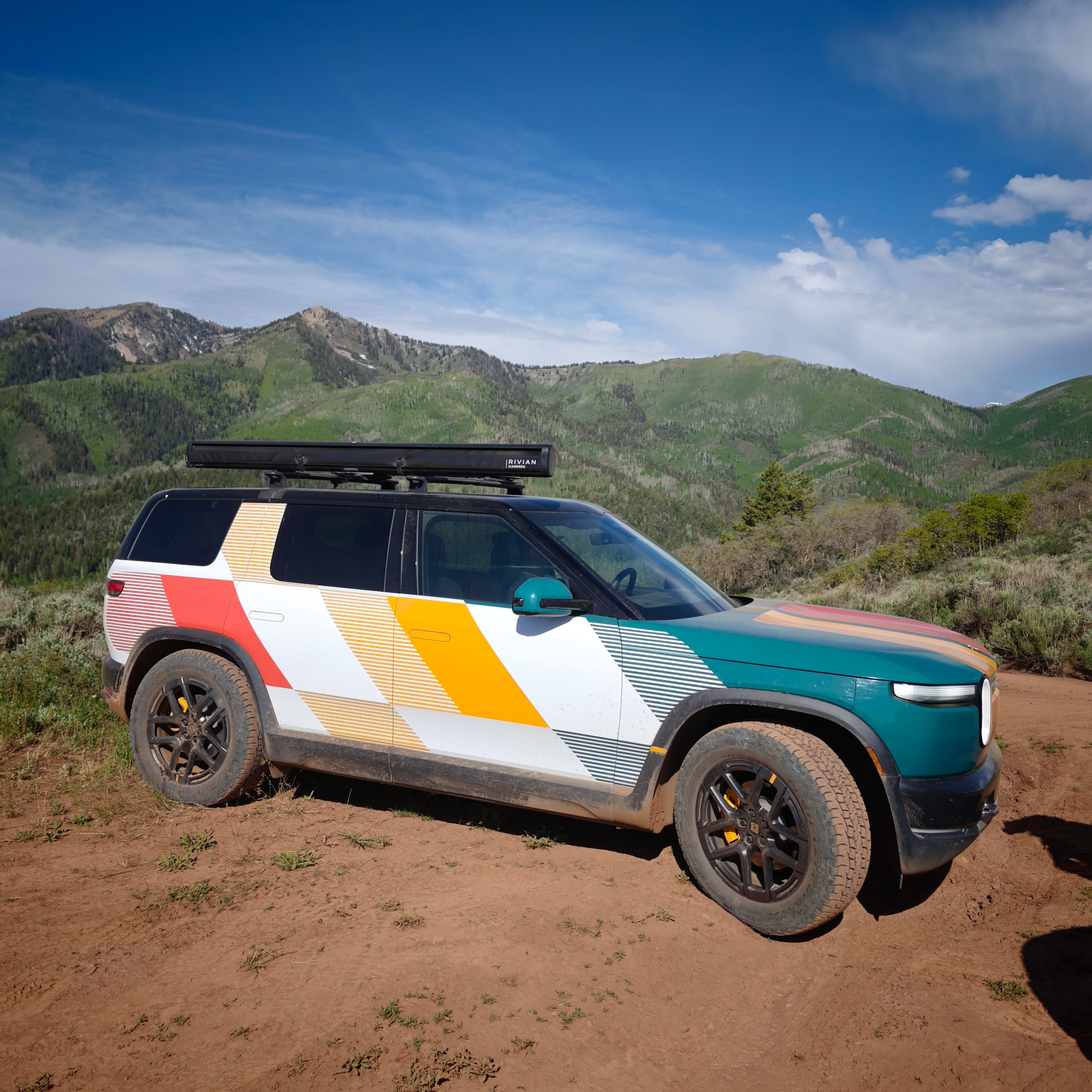Rivian R2 with custom graphics
