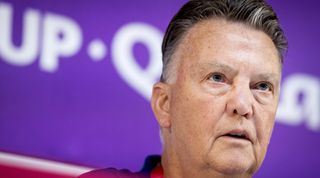 Netherlands coach Louis van Gaal in a press conference at Qatar 2022.