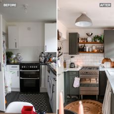 before and after images of kitchen renovation