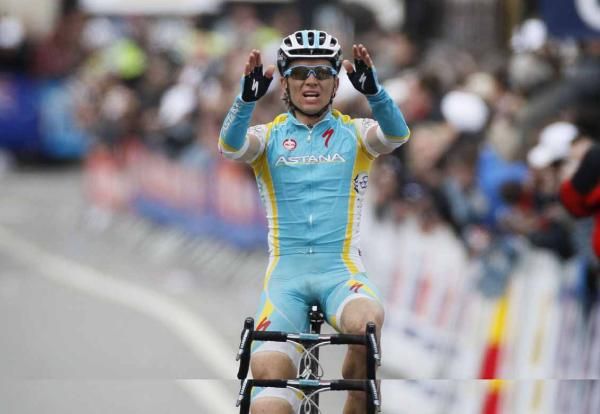 Maxim Iglinskiy (Astana) crosses the line victorious.