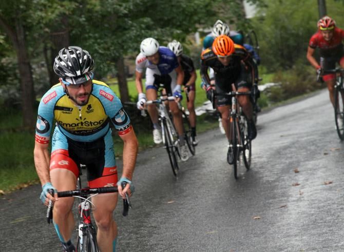 Zachary Bell (Smartstop) decides he doesn't wan to play with his companions any more and takes a hard turn at the front to see who would come with him on the last climb of the day. No one did.