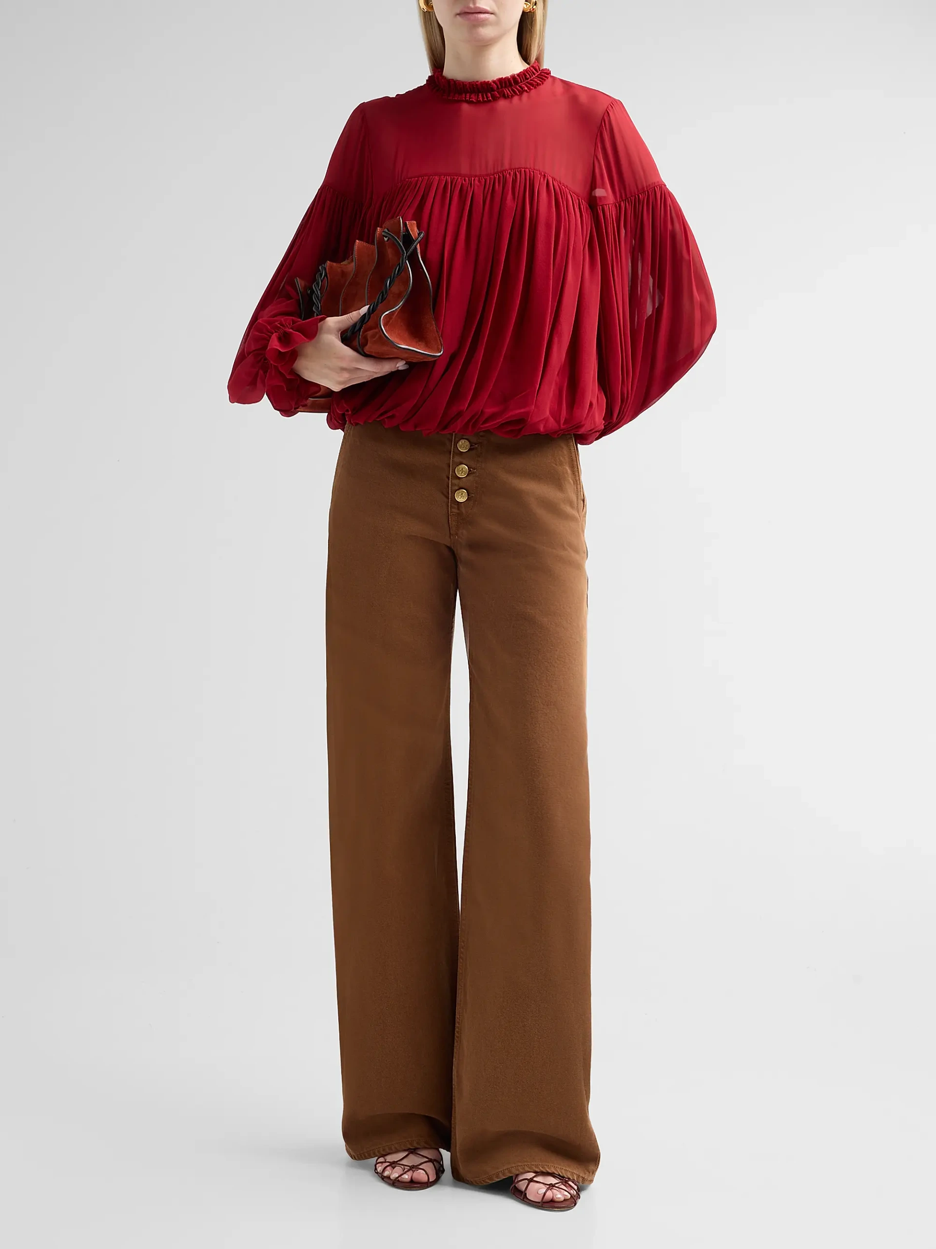 Pearl Gathered Silk Blouse