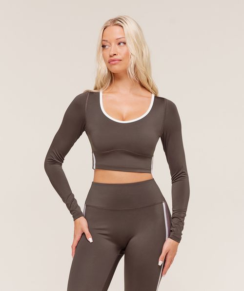 Piping Long Sleeve Crop Top