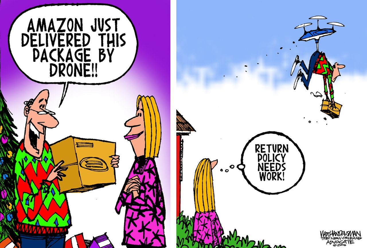 Editorial cartoon U.S. Amazon drones