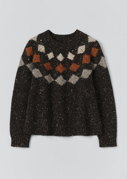 Donegal Diamond Yoke Sweater | Graphite Multi