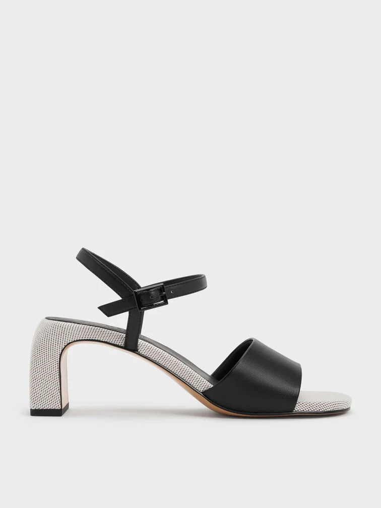 Charles &amp;amp; Keith, Two-Tone Ankle-Strap Heeled Sandals