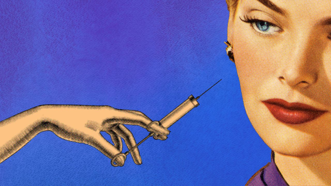 stylized image of woman getting an injectable