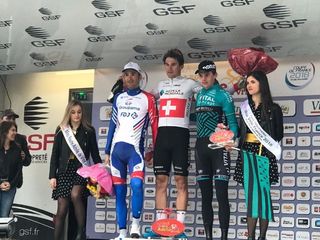 Silvan Dillier (AG2R-La Mondiale) on top step of the Route Adelie de Vitre podium