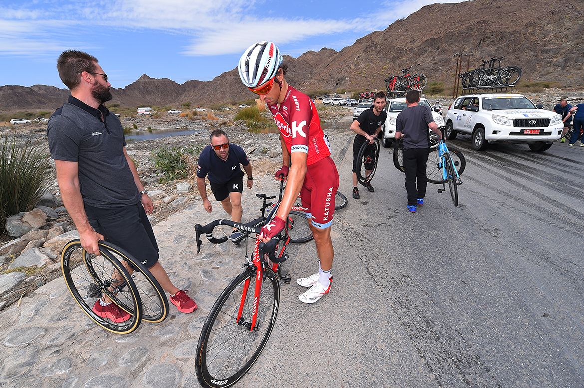 Reto Hollenstein collects himself after the crash