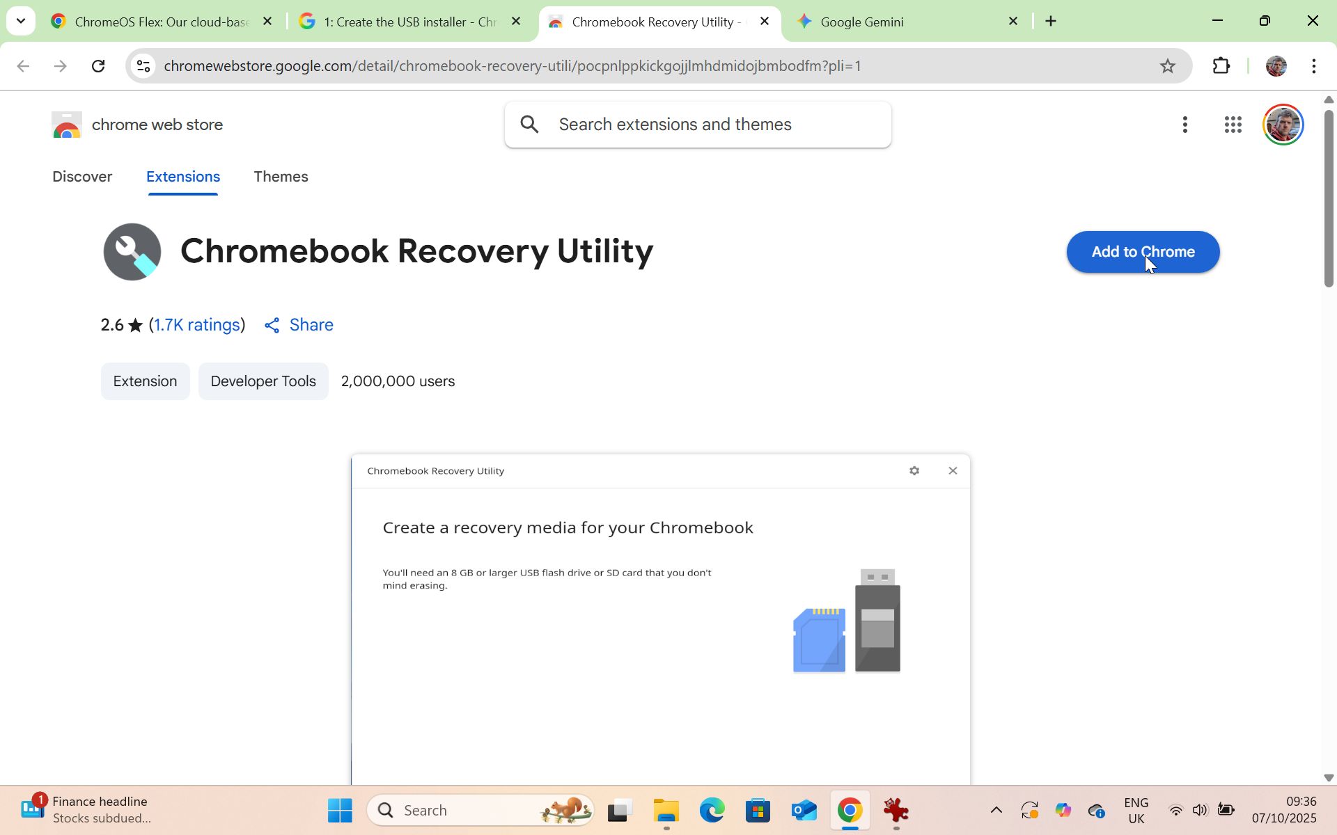 لقطة شاشة توضح عملية تحويل الكمبيوتر المحمول إلى جهاز Chromebook
