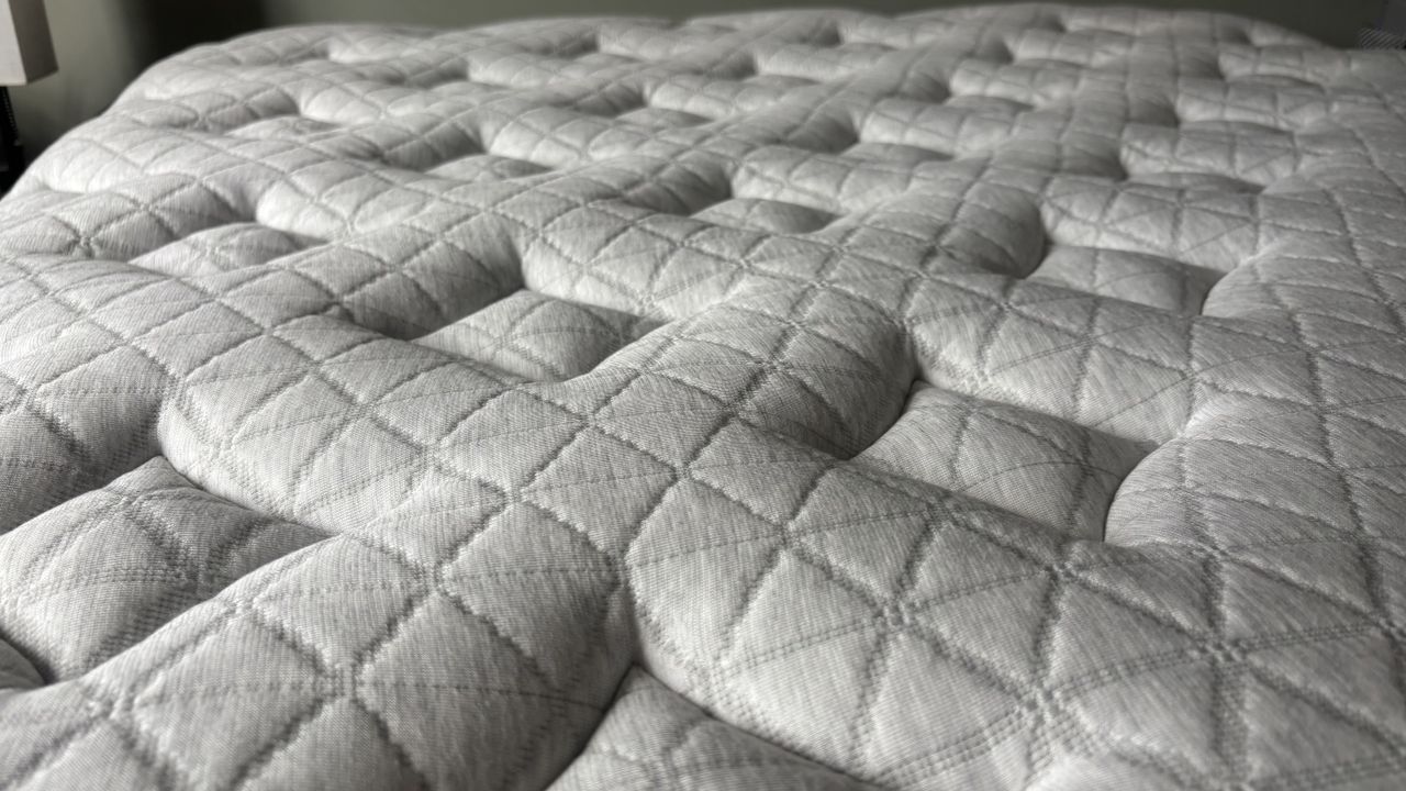 A close-up shot of the Helix Sunset Luxe's pillow top.