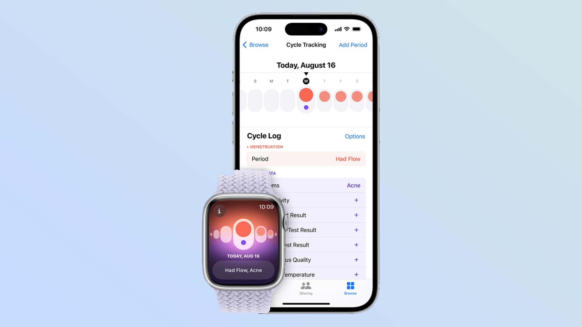 a screenshot of the Cycle Tracking app