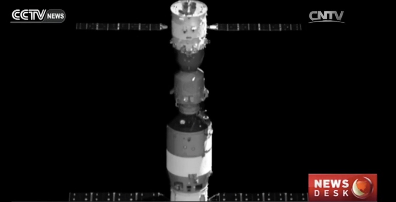 Cubesat View of Tiangong-2 and Shenzhou-11