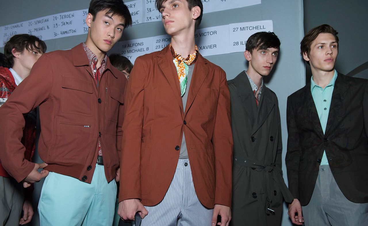 Males modelling smart menswear