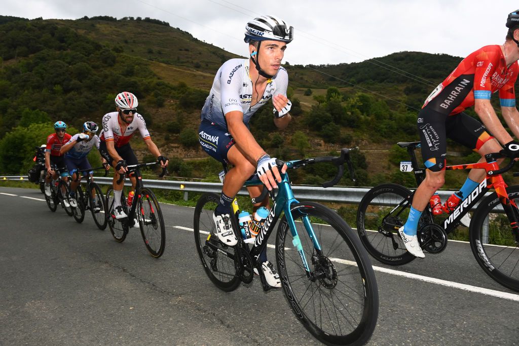 CISTIERNA SPAIN AUGUST 26 LR Jess Herrada Lopez of Spain and Team Cofidis and Samuele Battistella of Italy and Team Astana Qazaqstan compete in the breakaway during the 77th Tour of Spain 2022 Stage 7 a 190km stage from Camargo to Cistierna LaVuelta22 WorldTour on August 26 2022 in Cistierna Spain Photo by Tim de WaeleGetty Images
