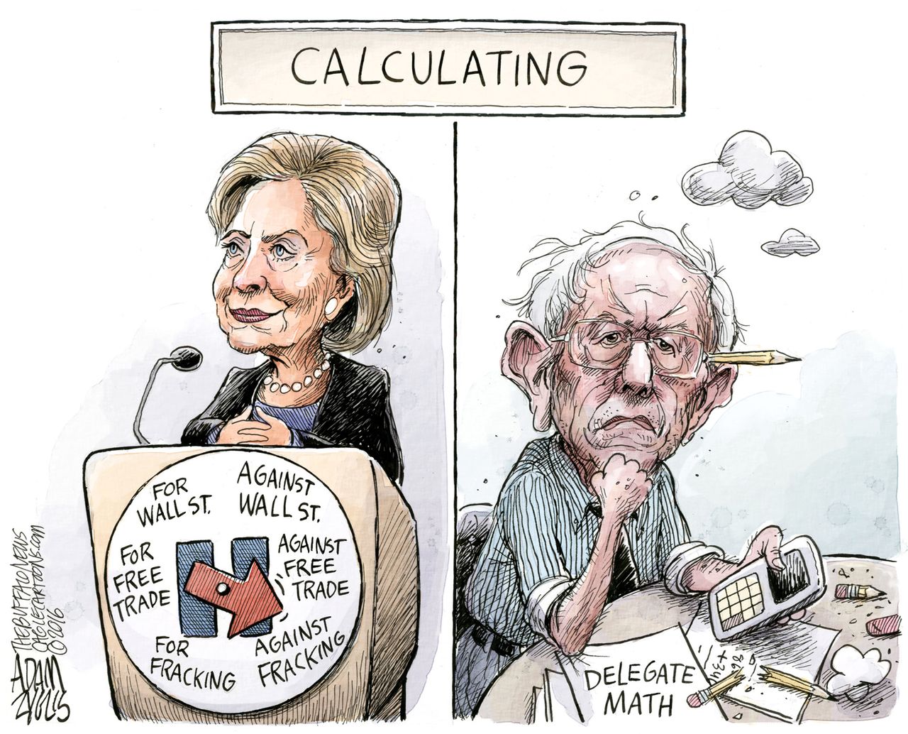 Political Cartoon U.S. Hillary Bernie