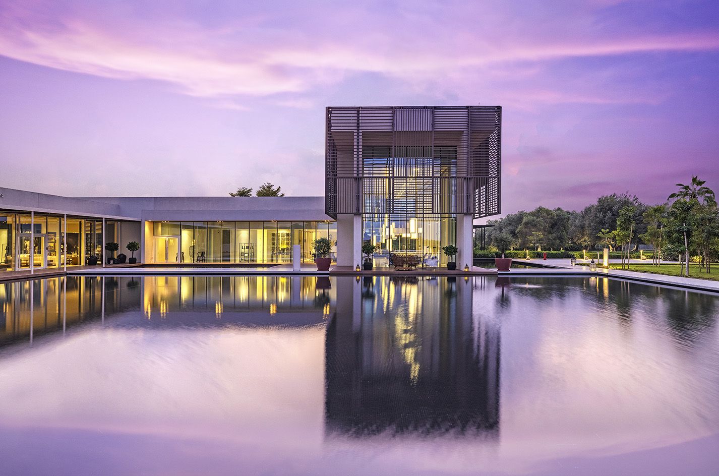 Dusk Exterior of Oberoi Beach Resort by Piero Lissoni