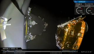 One of five Iridium Next satellites is deployed into orbit after being launched into space atop a SpaceX Falcon 9 rocket on May 22, 2018. This was the sixth launch if Iridium satellites by SpaceX.