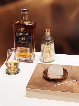 Mortlach whisky, incense sticks and whisky coaster