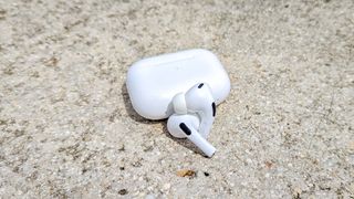 AirPods Pro 2 on a wall outside