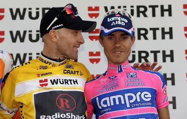 Tour de Suisse overall winner Levi Leipheimer and runner-up Damiano Cunego.