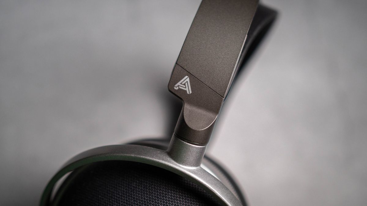 Audeze LCD-S20 planar headset against a grey craft sheet highlighting the product design