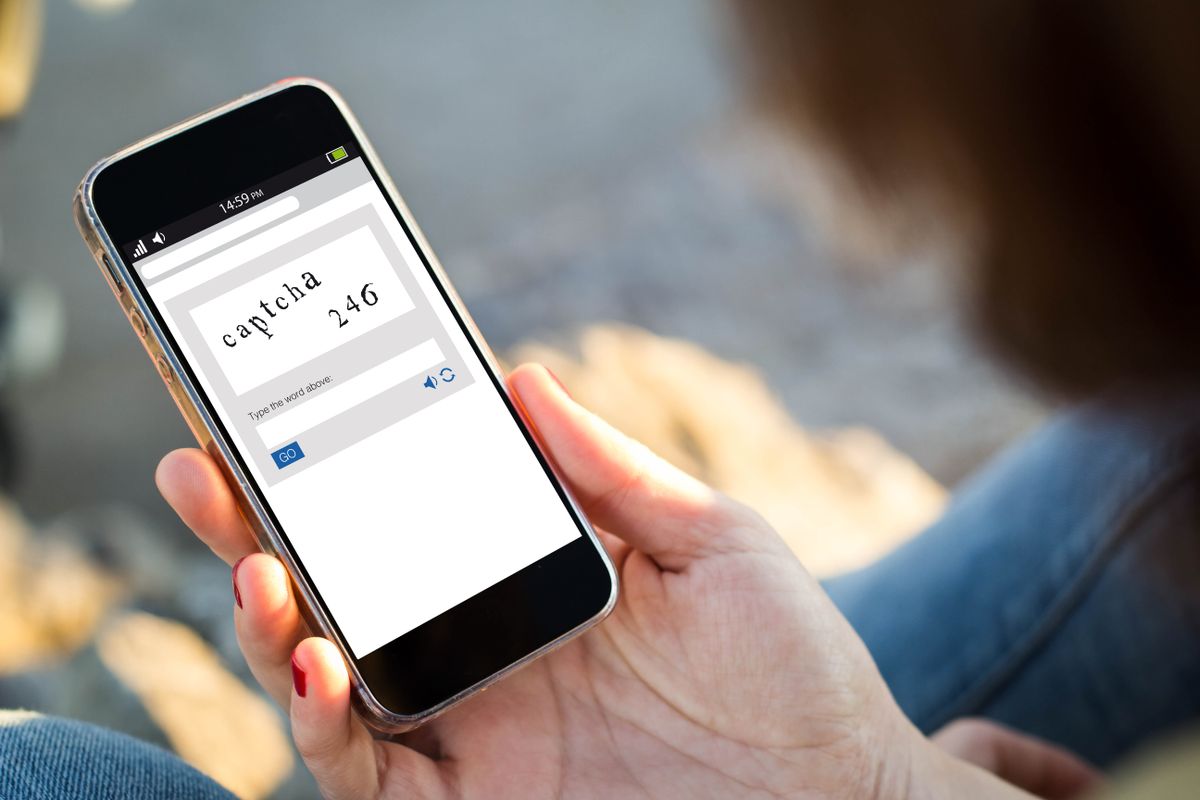 Captcha showing on a smartphone display