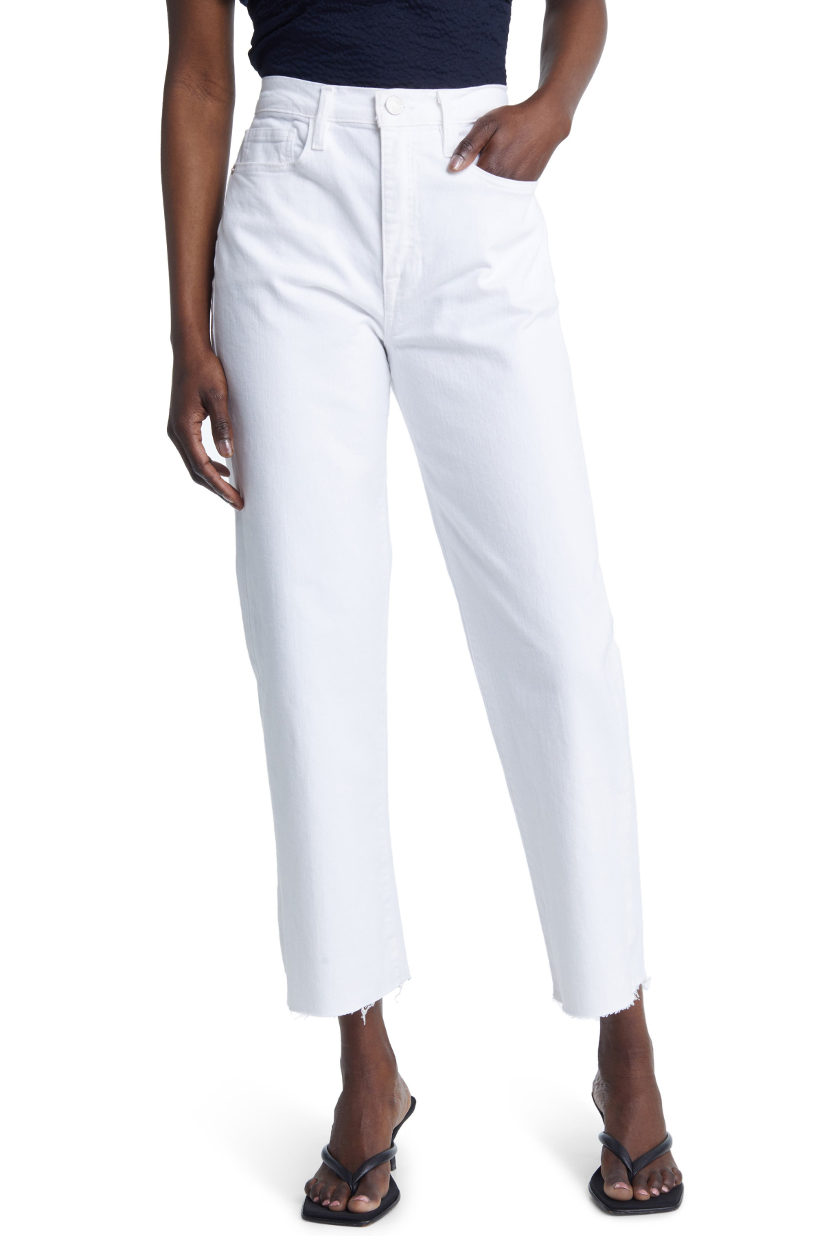 FRAME Le Jane Raw Hem Crop Straight Leg Jeans