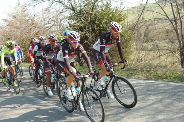 Tony Galloping and Gregory Rast (RadioShack-Nissan) ride alongside eachother on stage 5 of Tirreno-Adriatico.