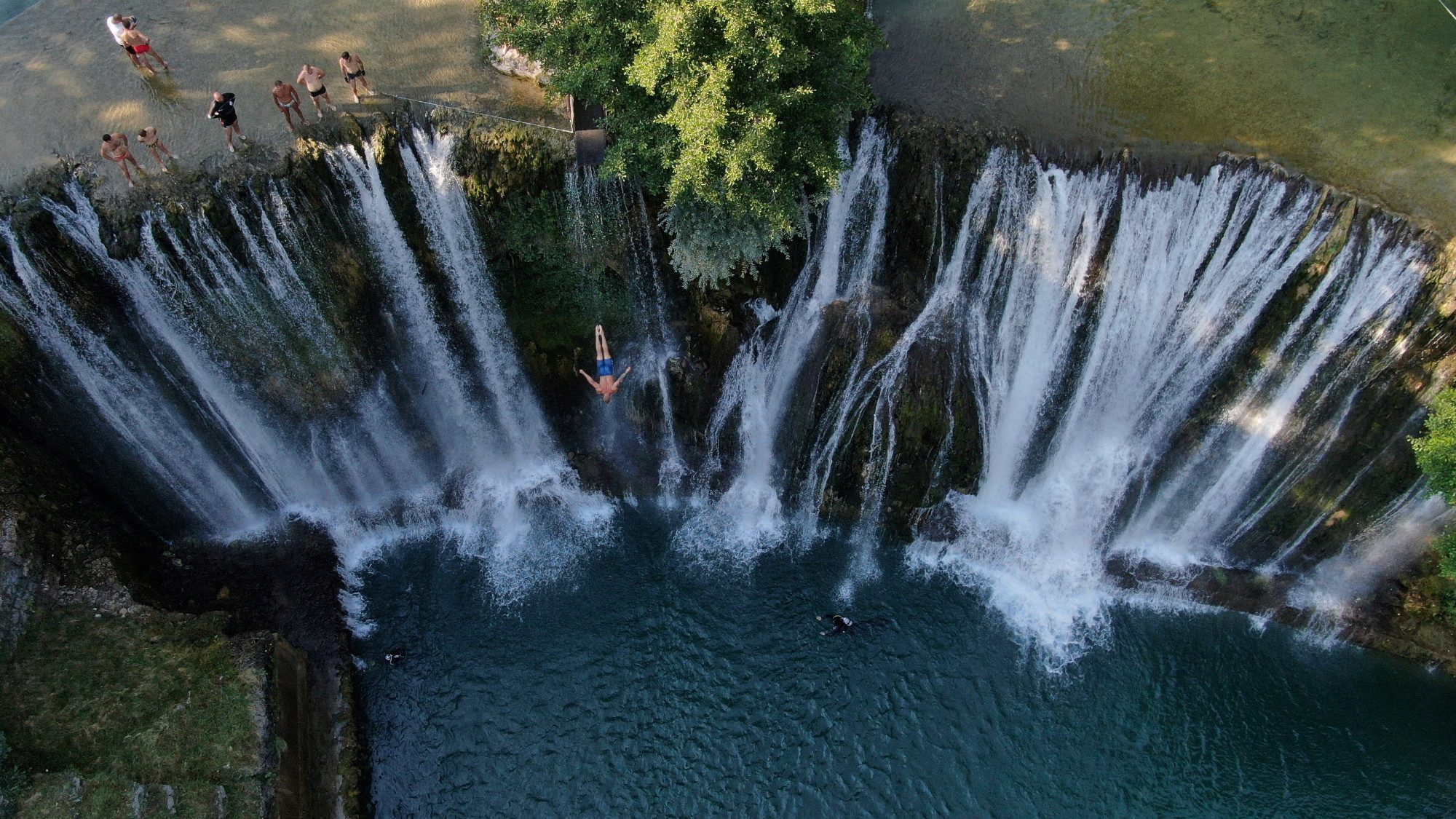 A waterfall