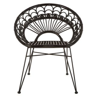 black rattan style garden chair