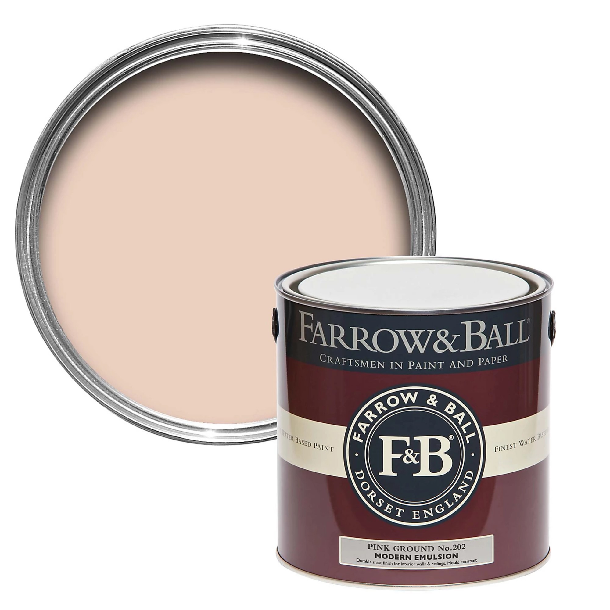 Farrow &amp;amp; Ball Modern Pink Ground No.202 Matt Emulsion paint, 2.5L