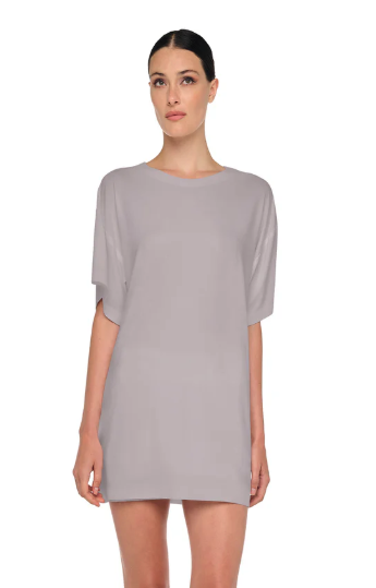 Norma Kamali, SHORT SLEEVE BOXY MINI DRESS