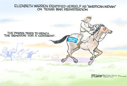 Political Cartoon U.S. Elizabeth Warren Native American