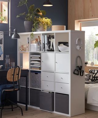 Shared bedroom ideas: Kallax shelving unit by IKEA