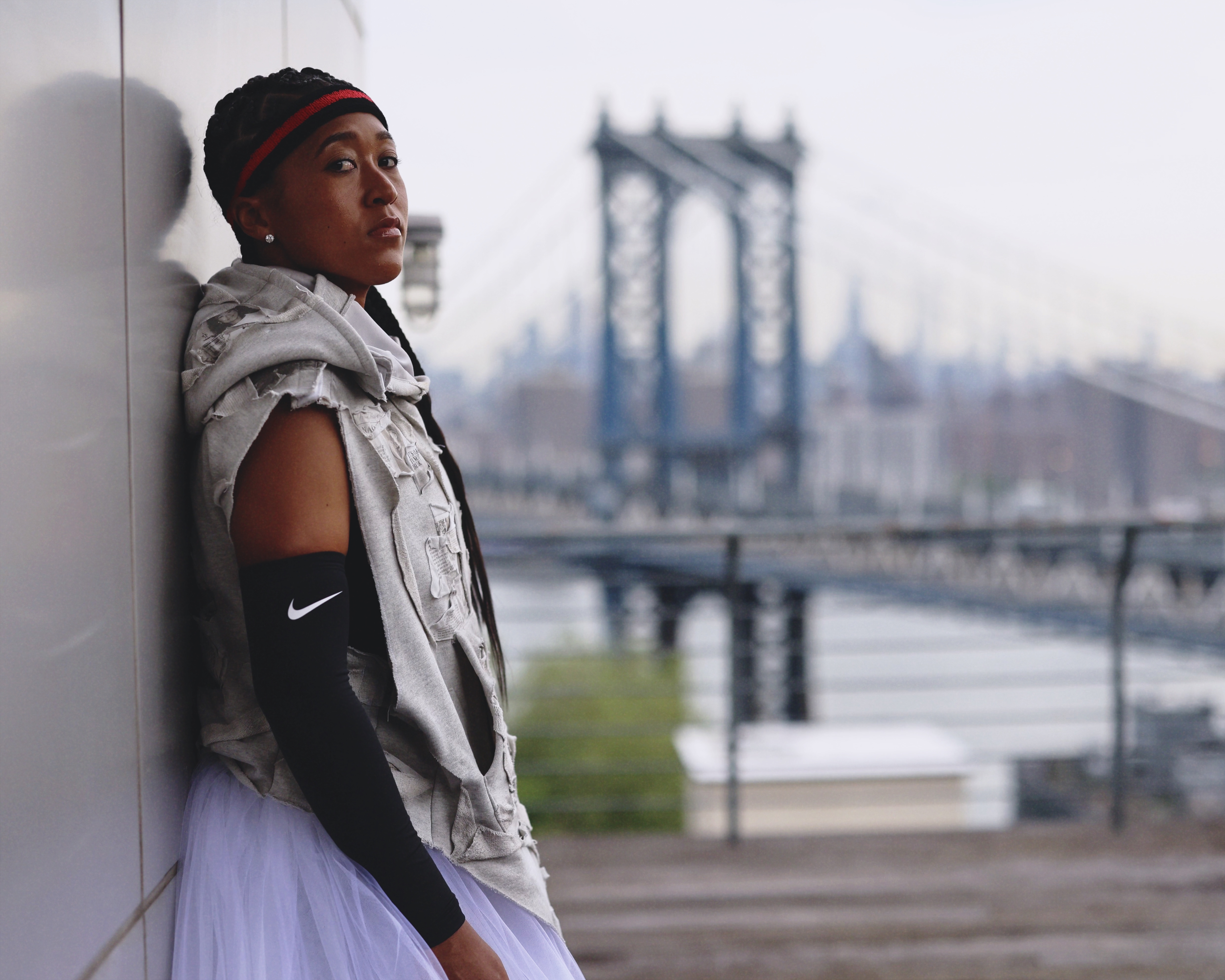 Naomi Osaka wore a hoodie with a train and a tulle skirt from Who Decides War at the 2026 US Open, styled by Law Roach