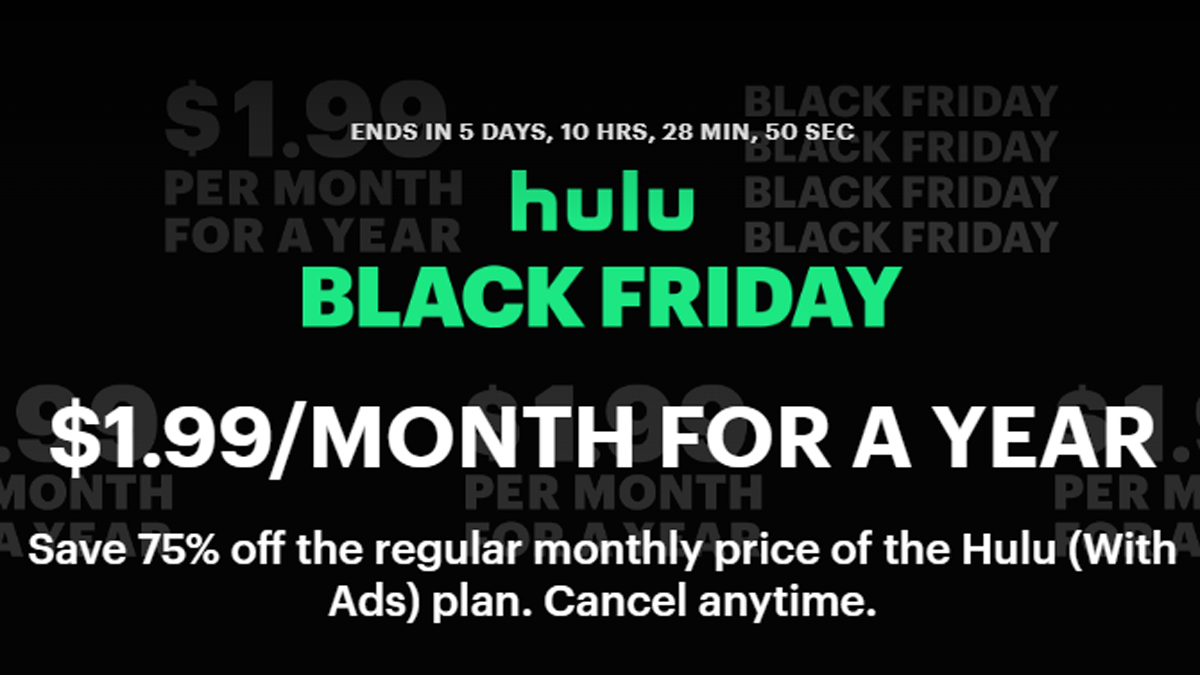Charotar Globe Daily Black Friday 2022 deal for Hulu streaming service offers a year for just $1.99 a month.