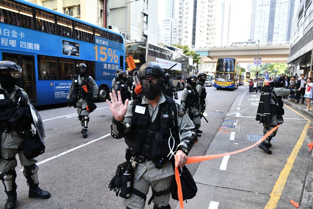 Hong Kong police officers.