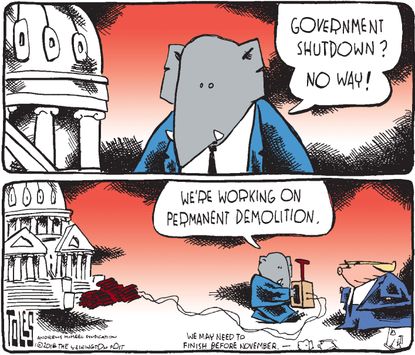 Political cartoon U.S. GOP government shutdown budget bill