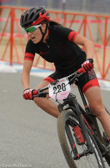 Young Kate Courtney (Specialized) riding to a seventh place finish