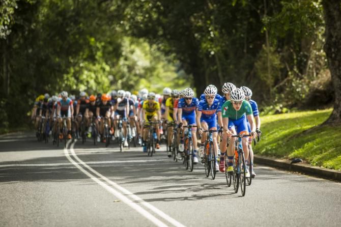 Jack Haig and Avanti on the front of the main bunch