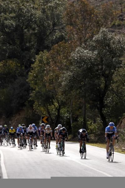 The peloton including the race leader