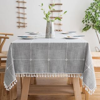 Oubonun Cotton Linen Rectangular Tablecloth
