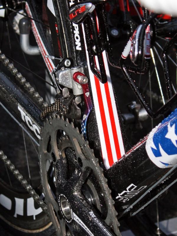Even Hincapie's AceCo K-Edge chain watcher gets the stars-and-stripes treatment.