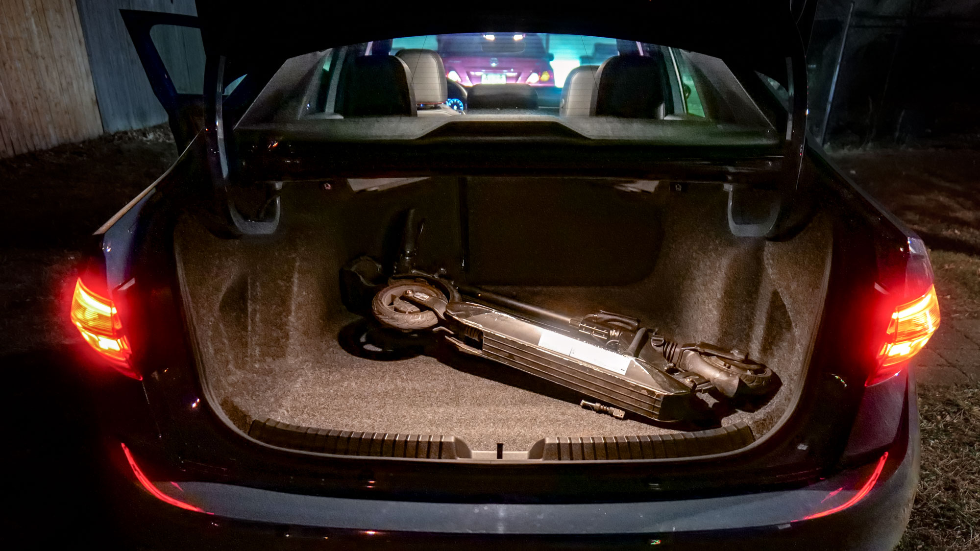 Scooter inside the trunk of the 2025 Volkswagen Jetta GLI AutoBahn.