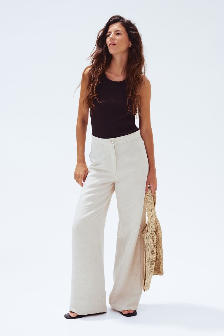 Linen-Blend Trousers