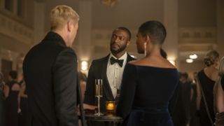 Aldis Hodge as Alex Cross in a tux in Cross