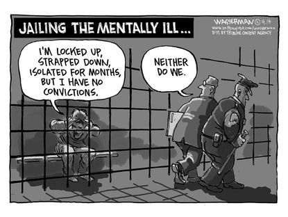 Editorial cartoon jailing the mentally ill